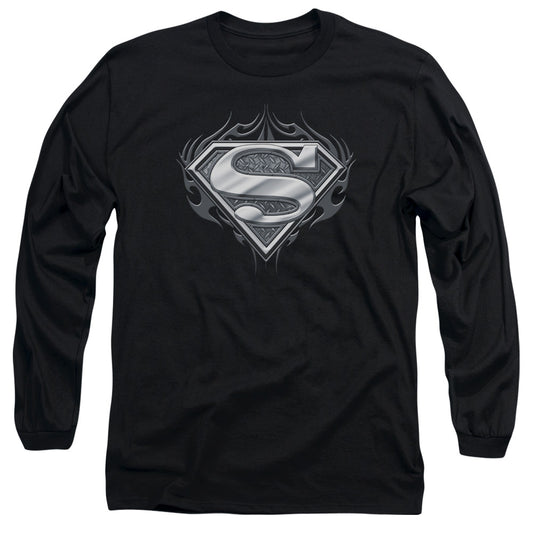 Superman Biker Metal Mens Long Sleeve Shirt Black Officially Licensed