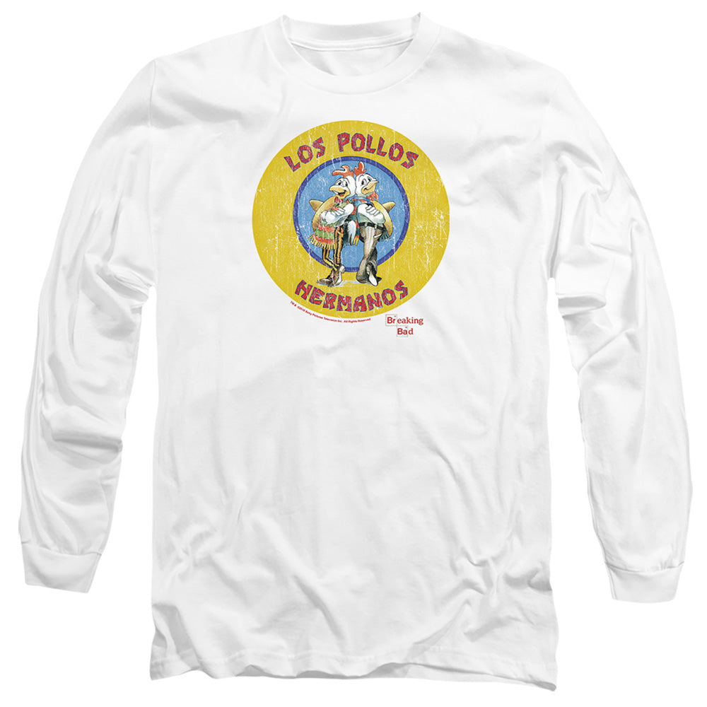 Breaking Bad Los Pollos Hermanos Mens Long Sleeve Shirt White Officially Licensed