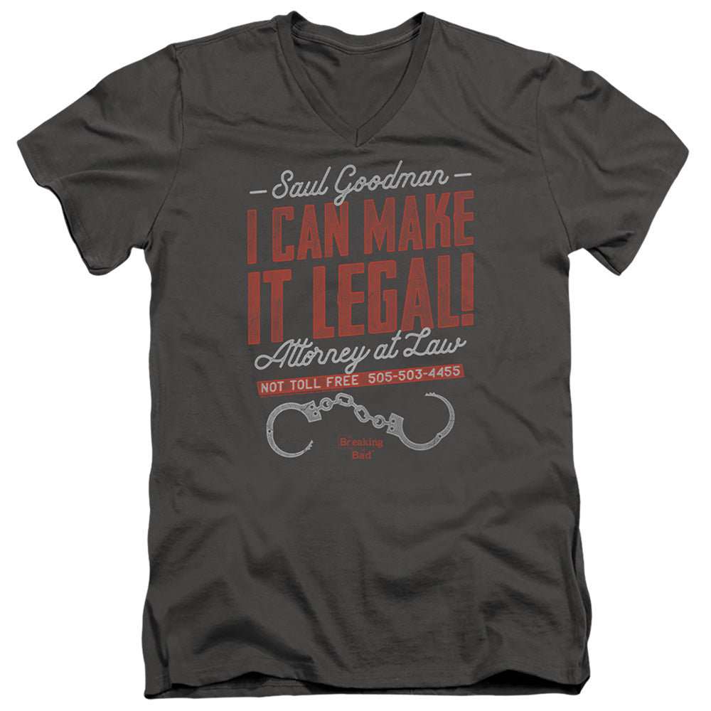 Breaking Bad Make It Legal Mens Slim Fit V-Neck T Shirt Charcoal