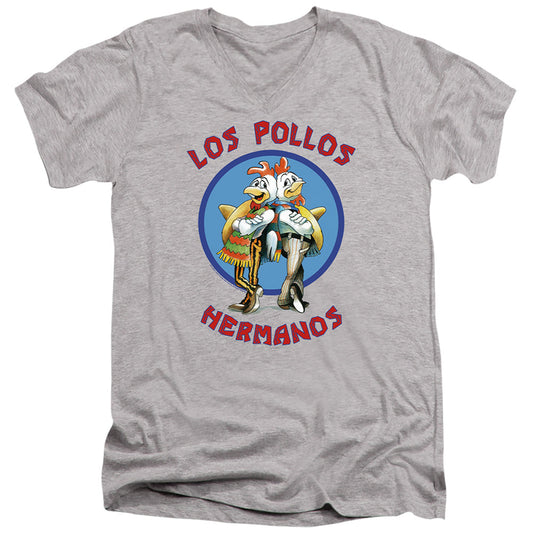 Breaking Bad Los Pollos Hermanos Mens Slim Fit V-Neck T Shirt Athletic Heather