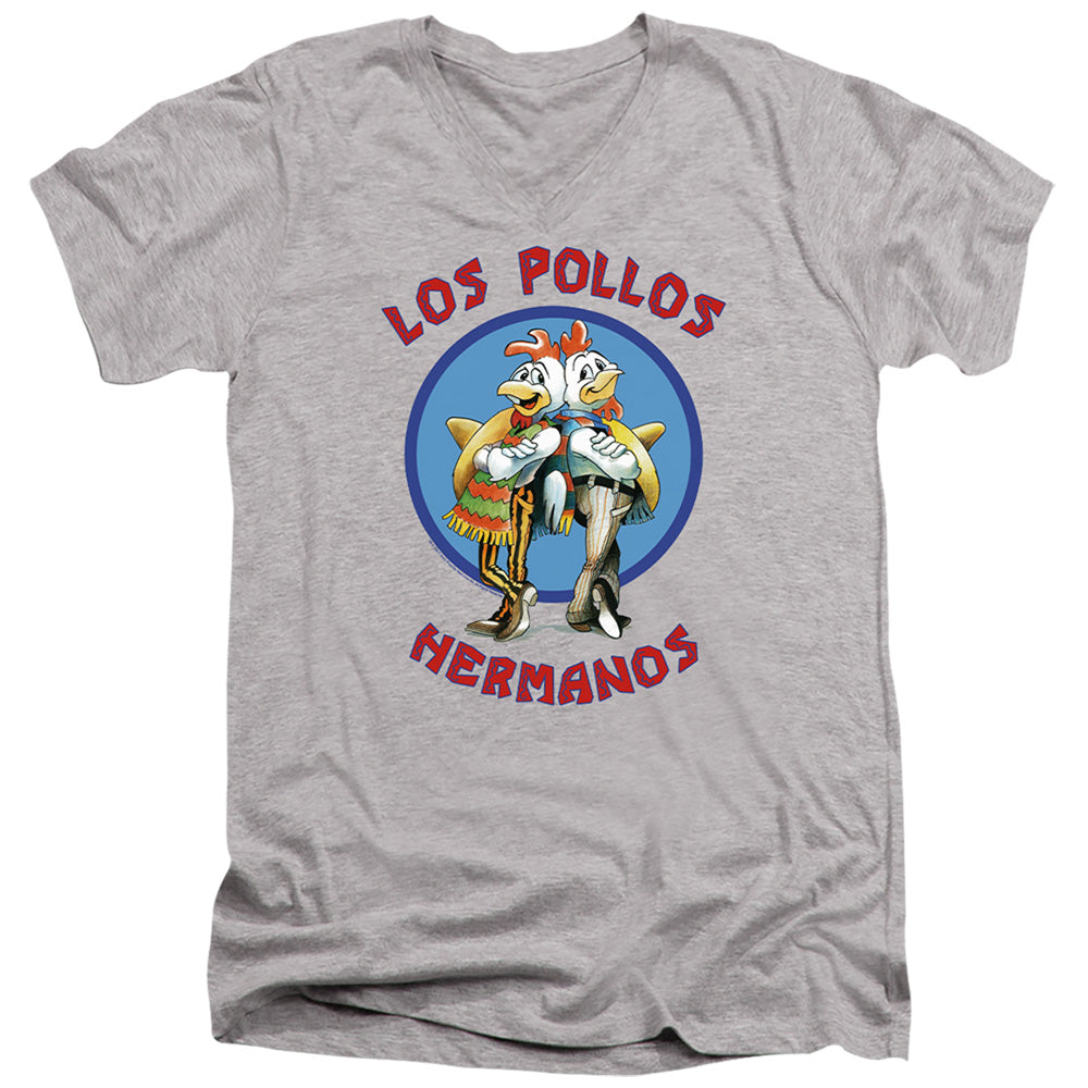 Breaking Bad Los Pollos Hermanos Mens Slim Fit V-Neck T Shirt Athletic Heather