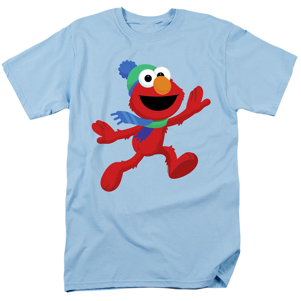 Sesame Street Furry Friends Forever! Elmos Winter Run Mens T Shirt Silver