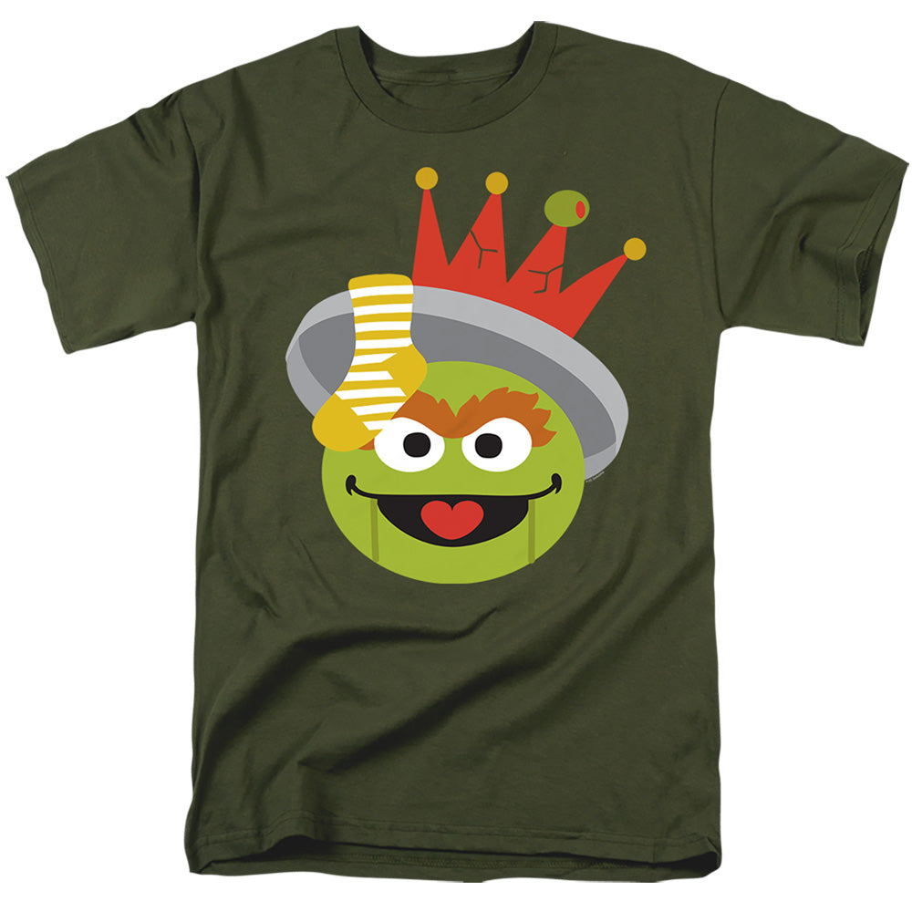 Sesame Street Christmas Nutcracker Oscar The Grouch Mens T Shirt Military Green