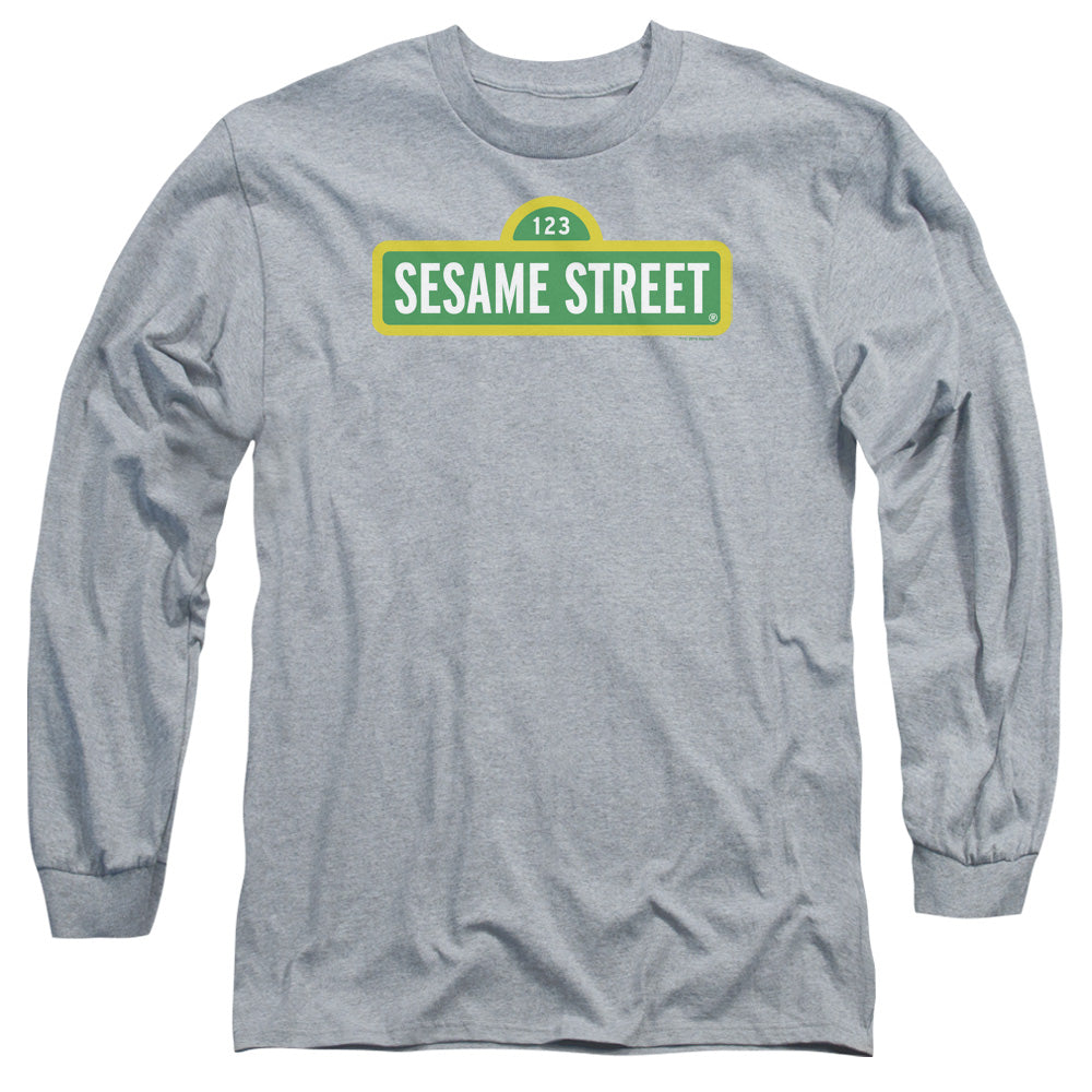 Sesame Street Logo Mens Long Sleeve Shirt Athletic Heather Officially Licensed