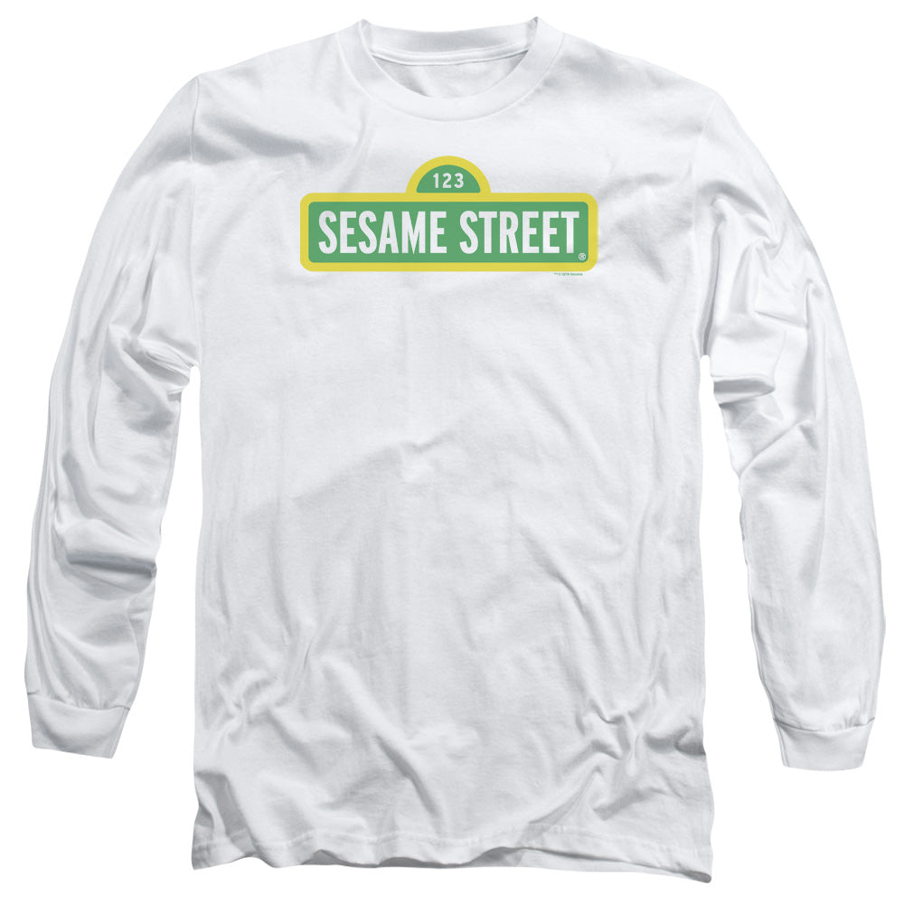 Sesame Street Logo Mens Long Sleeve Shirt White Officially Licensed