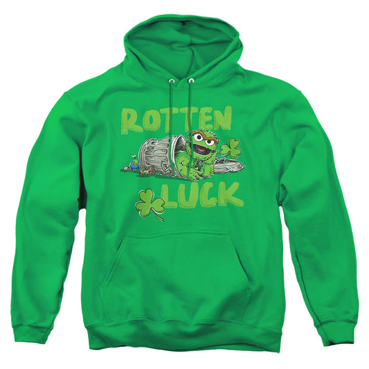 Sesame Street Oscar The Grouch Rotten Luck Mens Hoodie Kelly Green