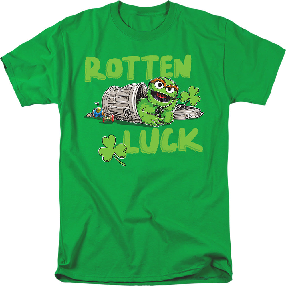 Sesame Street Oscar The Grouch Rotten Luck Mens T Shirt Kelly Green