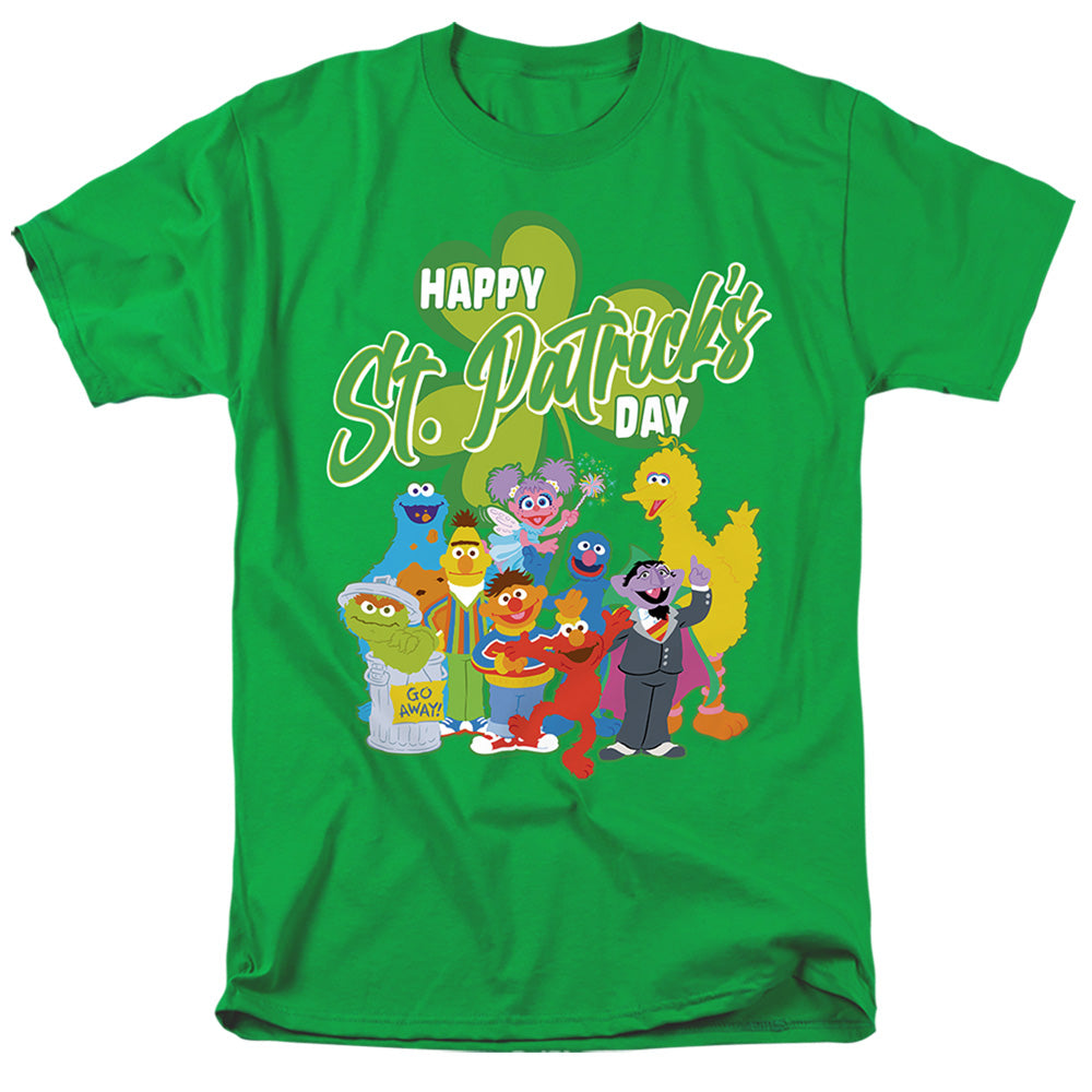 Sesame Street St. Patricks Day Big Bird Elmo Cookie Monster Mens T Shirt Kelly Green