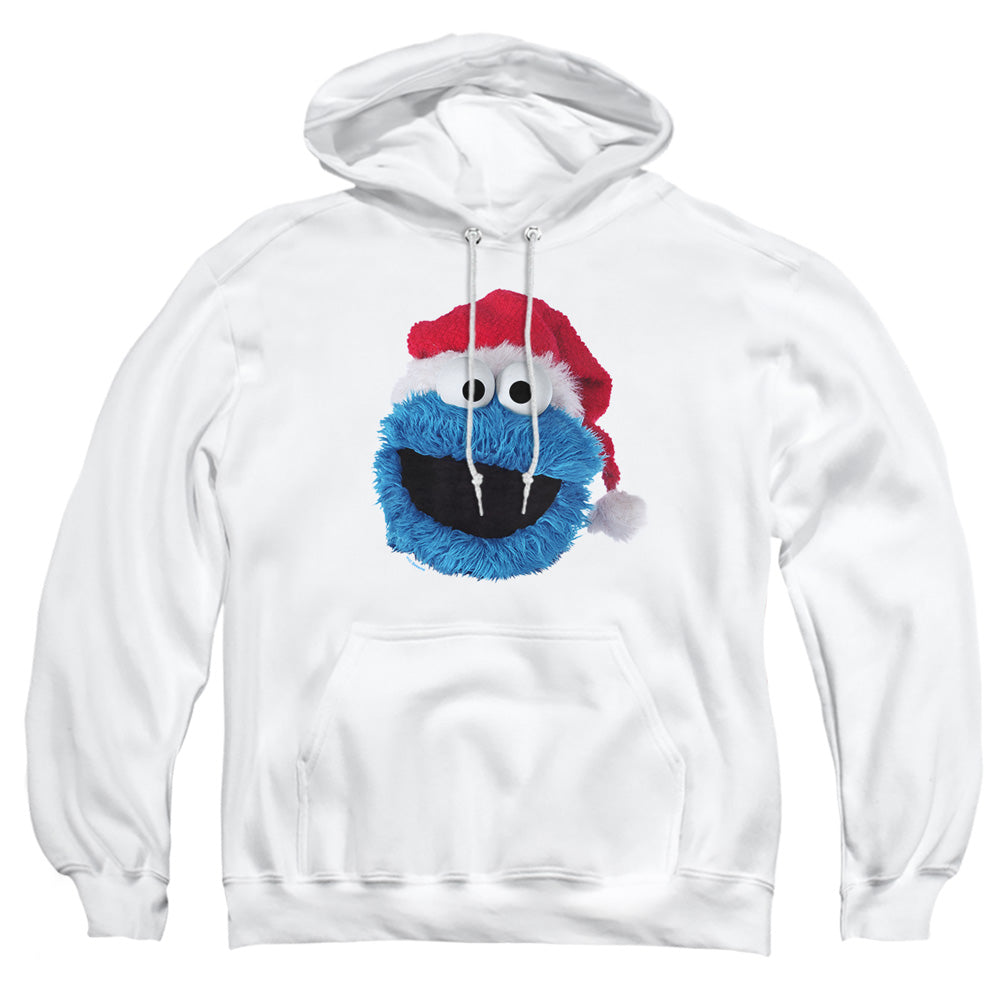 Sesame Street Cookie Monster Christmas Hat Mens Hoodie White