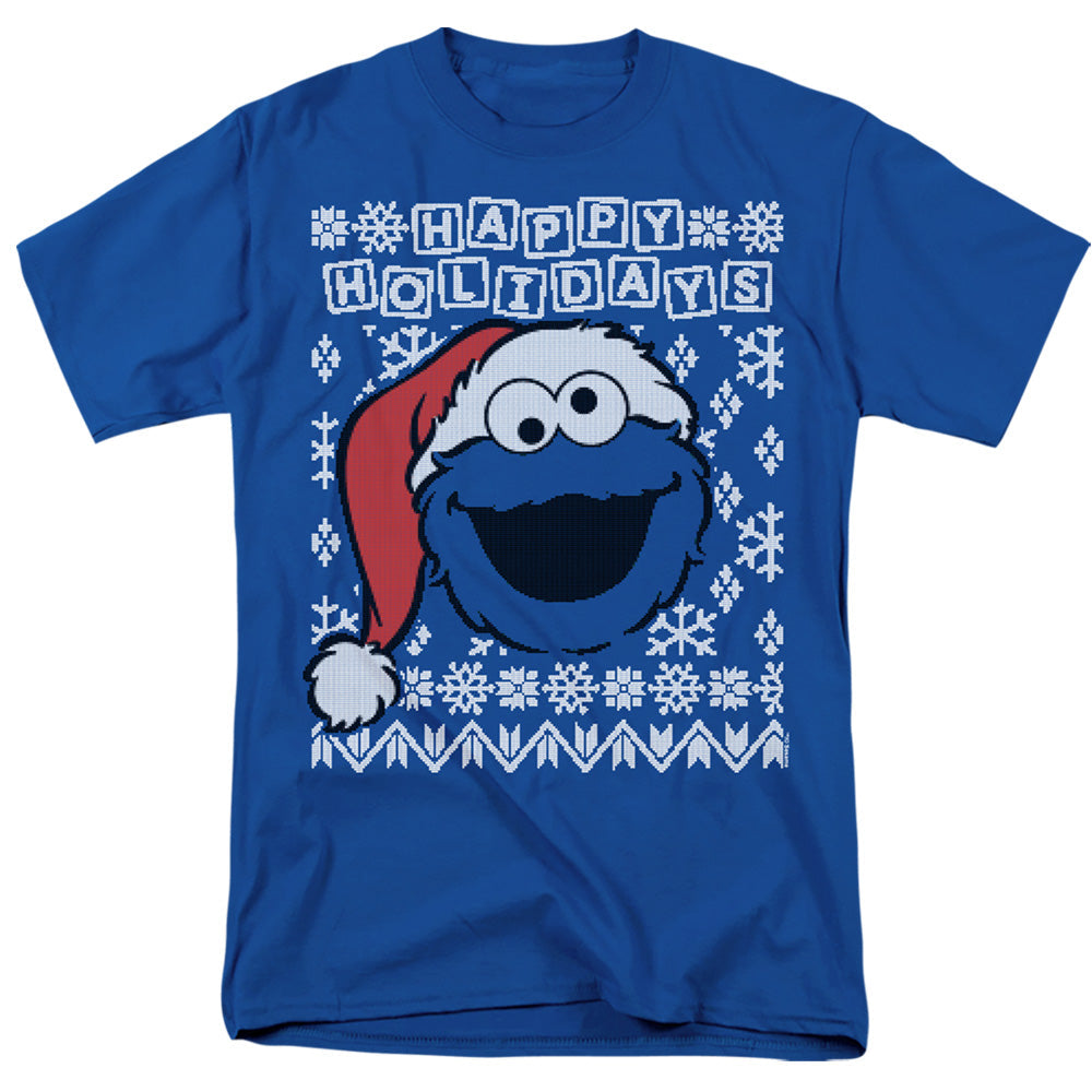 Sesame Street Cookie Monster Ugly Christmas Mens T Shirt Royal