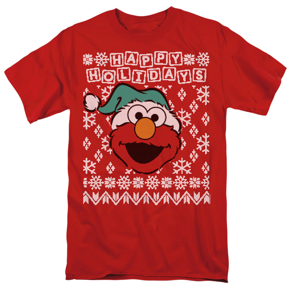 Sesame Street Elmo Ugly Christmas Mens T Shirt Red