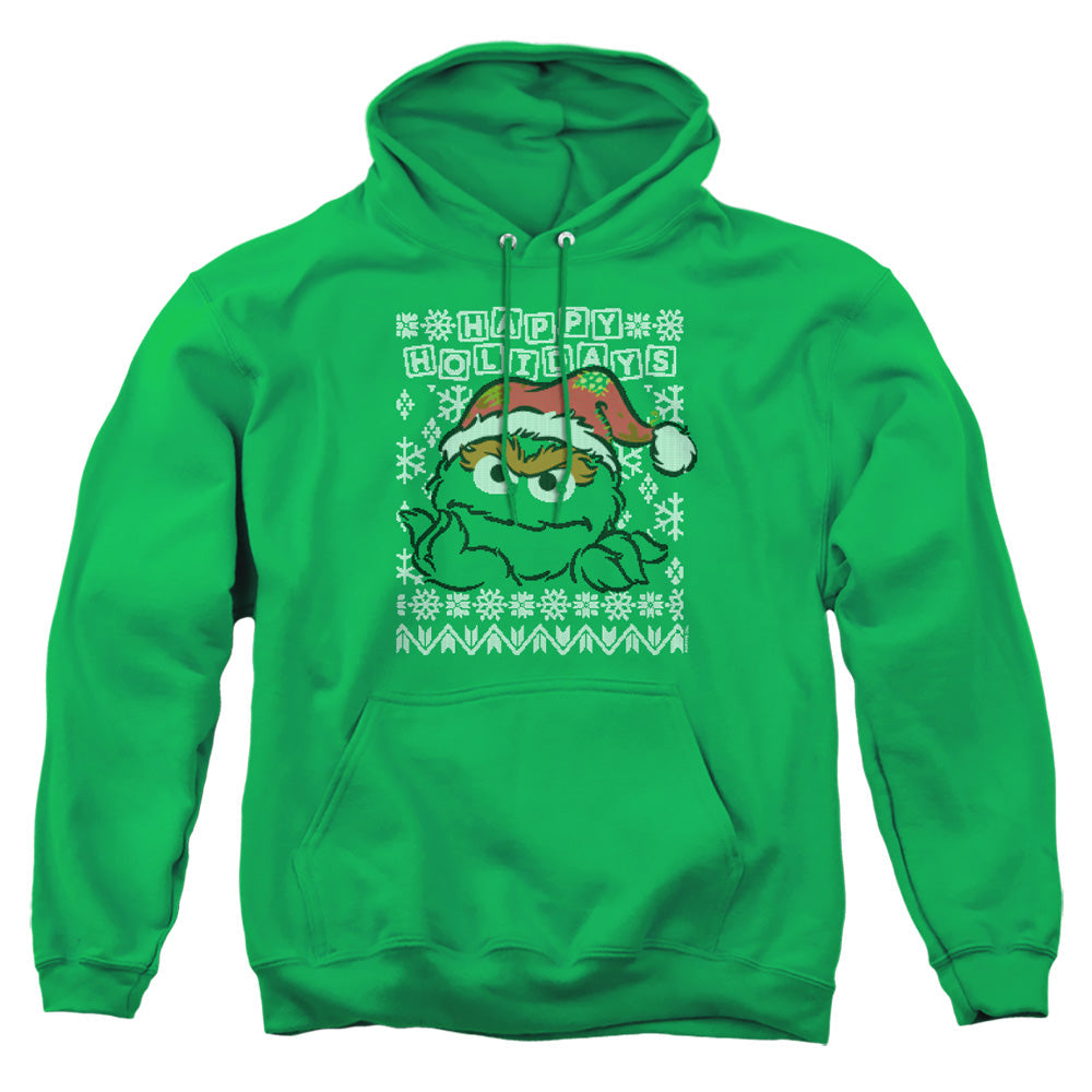 Sesame Street Oscar The Grouch Ugly Christmas Mens Hoodie Kelly Green