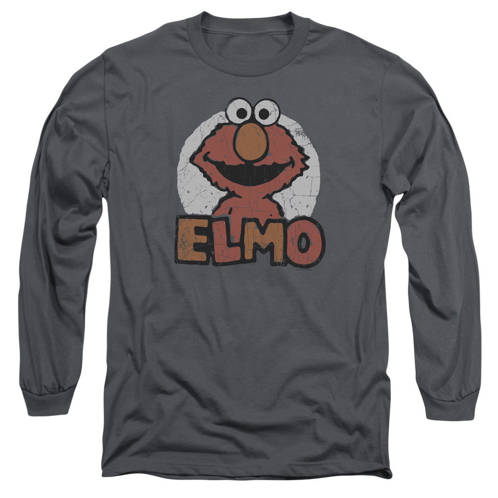 Sesame Street Elmo Name Mens Long Sleeve Shirt Charcoal Officially Licensed