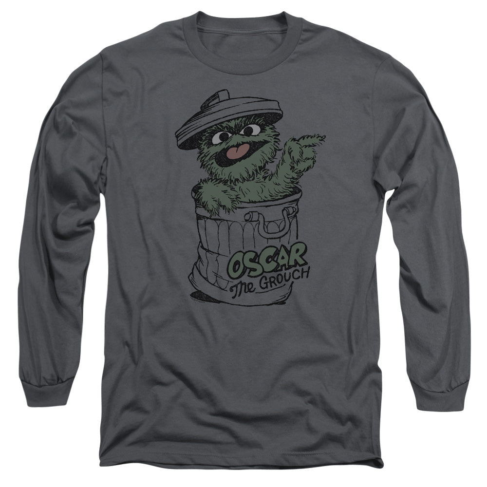Sesame Street Early Grouch Mens Long Sleeve Shirt Charcoal Officially Licensed