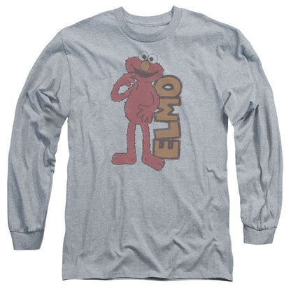Sesame Street Vintage Elmo Mens Long Sleeve Shirt Athletic Heather Officially Licensed