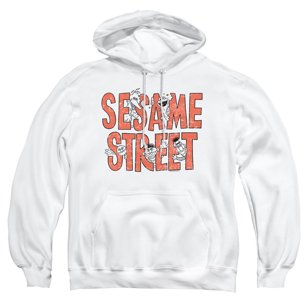 Sesame Street In Letters Mens Hoodie White