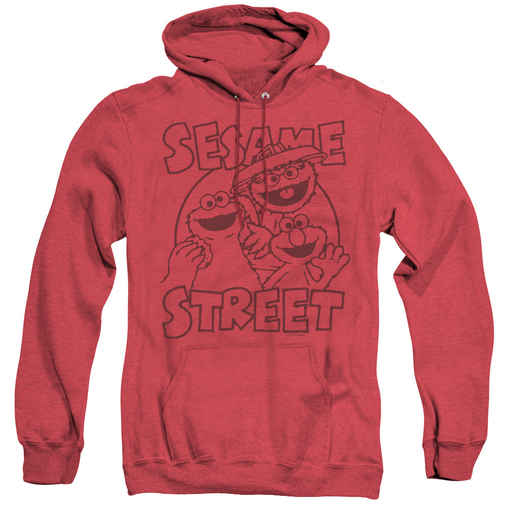 Sesame Street Group Crunch Heather Mens Hoodie Red