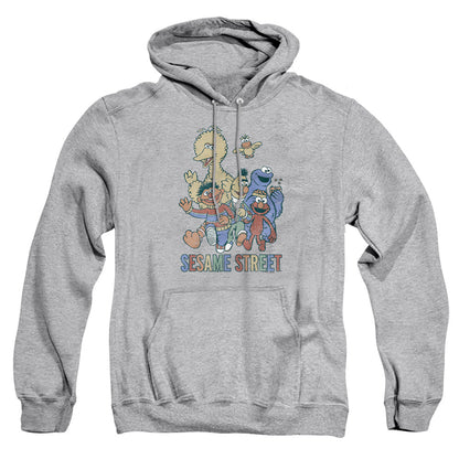 Sesame Street Colorful Group Mens Hoodie Athletic Heather