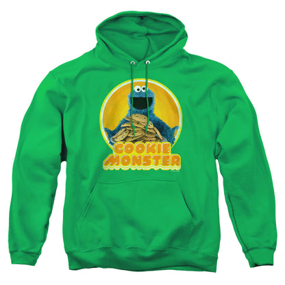 Sesame Street Cookie Iron On Mens Hoodie Kelly Green