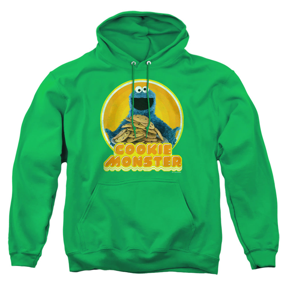 Sesame Street Cookie Iron On Mens Hoodie Kelly Green