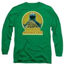 Load image into Gallery viewer, Sesame Street Cookie Iron On Mens Long Sleeve Shirt Kelly Green Officially Licensed
