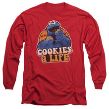 Load image into Gallery viewer, Sesame Street Cookies 4 Life Mens Long Sleeve Shirt Red Officially Licensed
