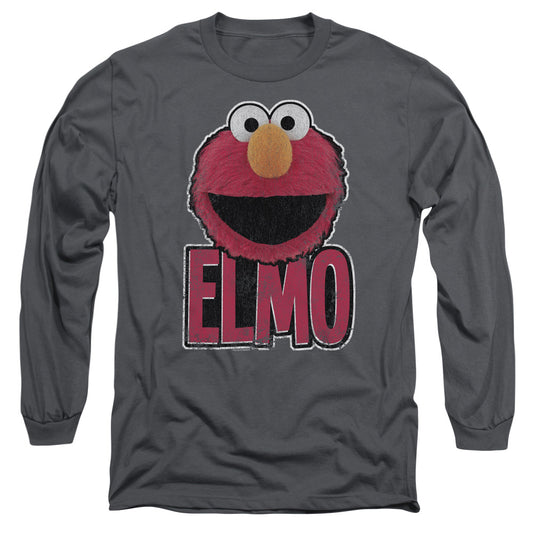 Sesame Street Elmo Smile Mens Long Sleeve Shirt Charcoal Officially Licensed