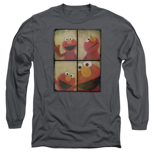 Sesame Street Photo Booth Elmo Mens Long Sleeve Shirt Charcoal Officially Licensed