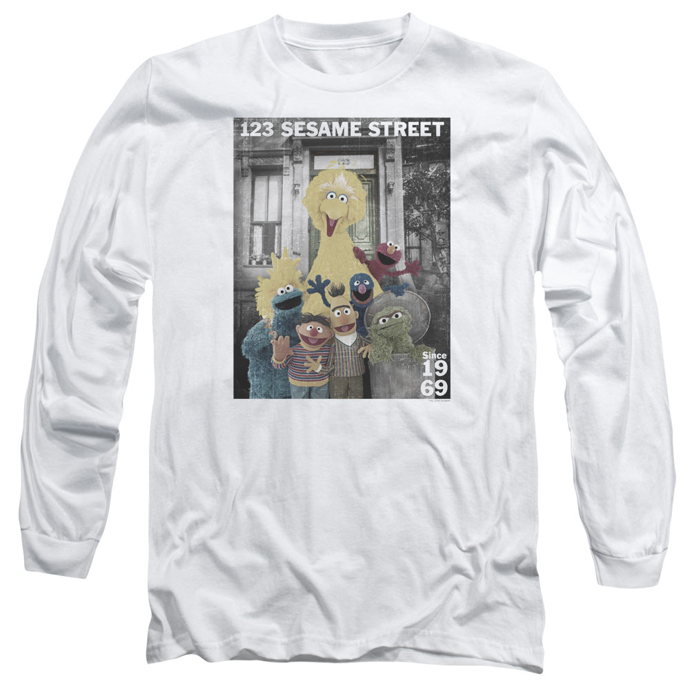 Sesame Street Best Address Mens Long Sleeve Shirt White Officially Licensed