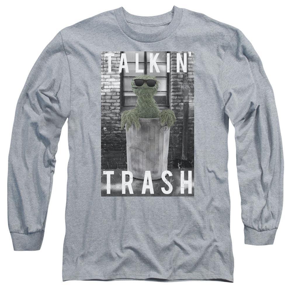Sesame Street Talkin Trash Mens Long Sleeve Shirt Athletic Heather Officially Licensed