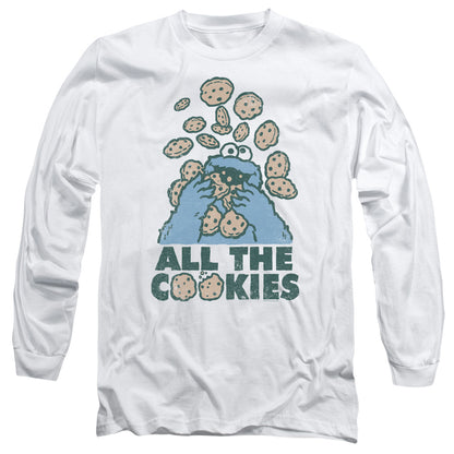 Sesame Street All The Cookies Mens Long Sleeve Shirt White Officially Licensed
