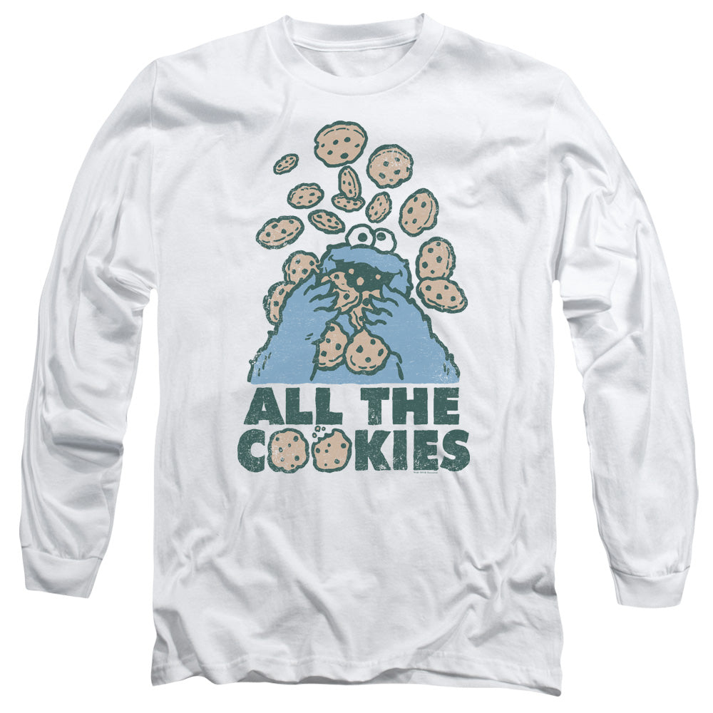 Sesame Street All The Cookies Mens Long Sleeve Shirt White Officially Licensed