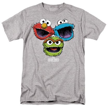Sesame Street Halftone Heads Mens T Shirt Athletic Heather