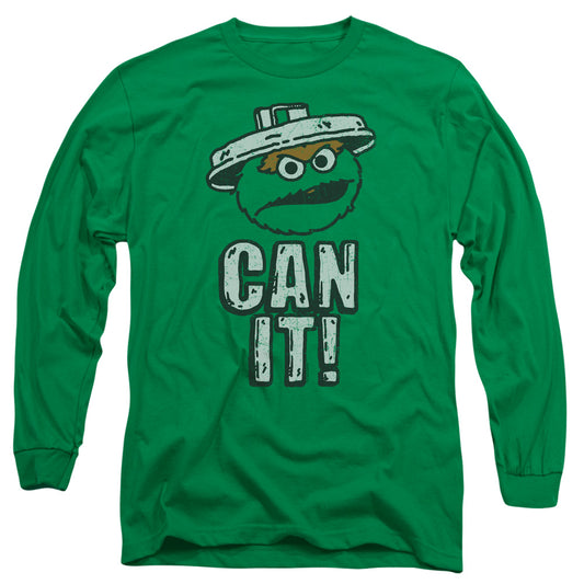 Sesame Street Can It Mens Long Sleeve Shirt Kelly Green Officially Licensed