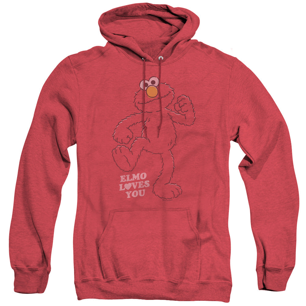 Sesame Street Elmo Loves You Heather Mens Hoodie Red