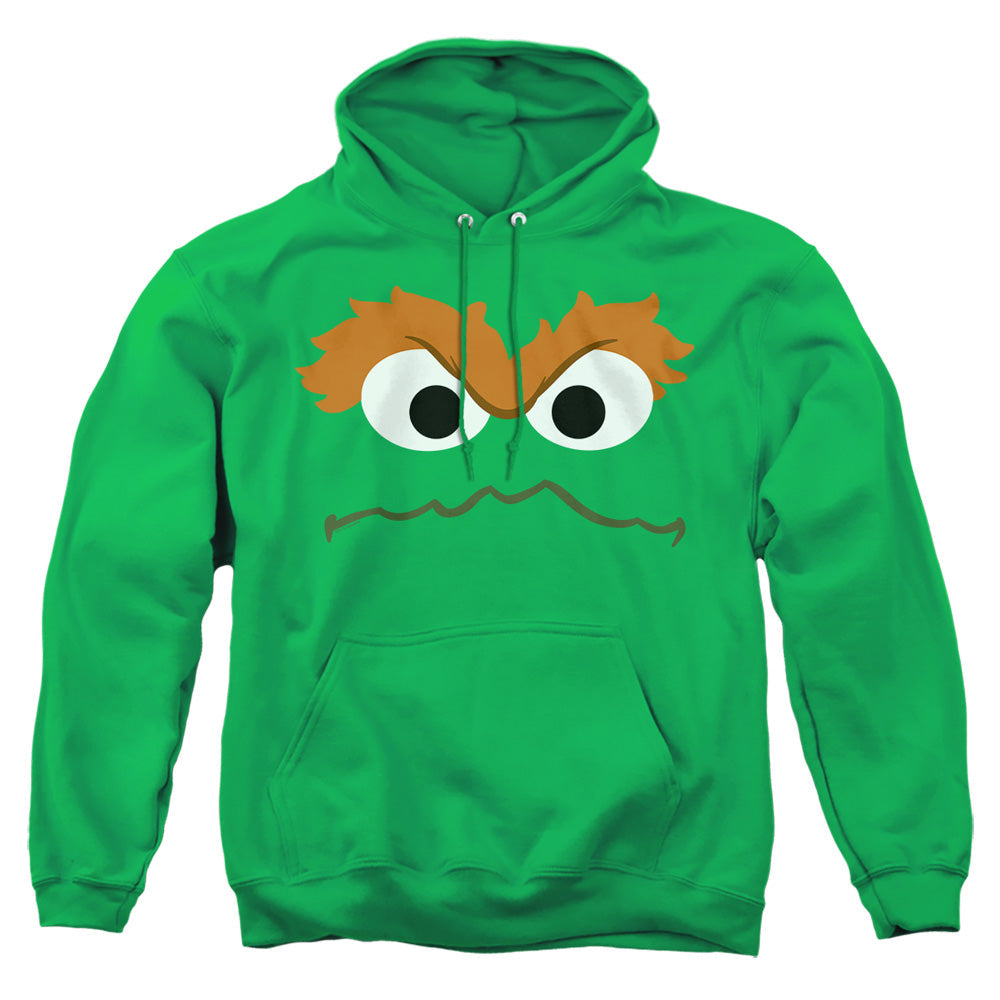 Sesame Street Oscar The Grouch Face Mens Hoodie Kelly Green