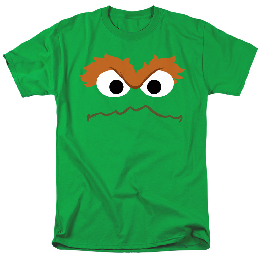 Sesame Street Oscar The Grouch Face Mens T Shirt Kelly Green