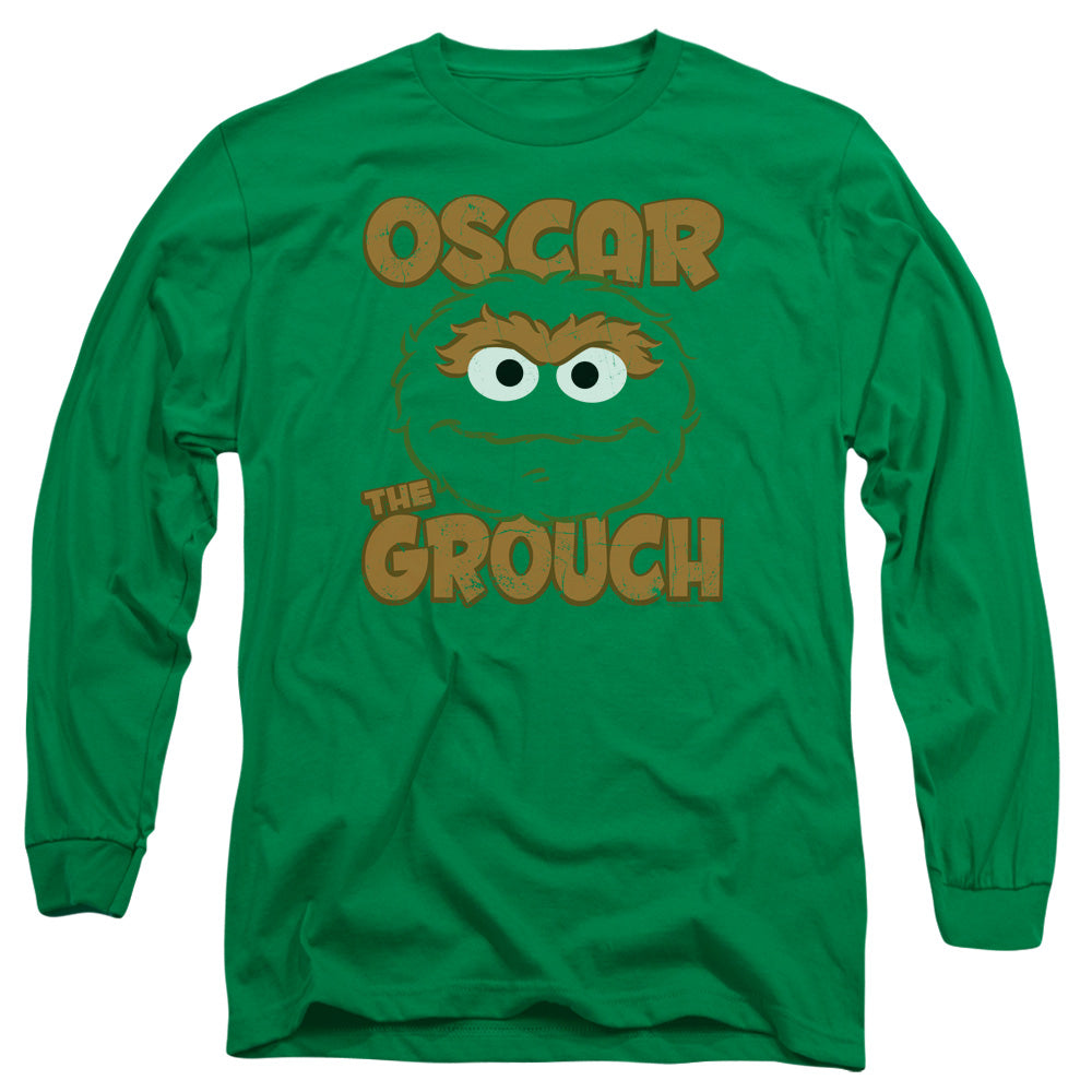 Sesame Street Oscar Sandwich Mens Long Sleeve Shirt Kelly Green Officially Licensed