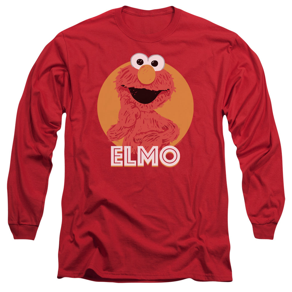 Sesame Street Elmo Scribble Mens Long Sleeve Shirt Red Officially Licensed