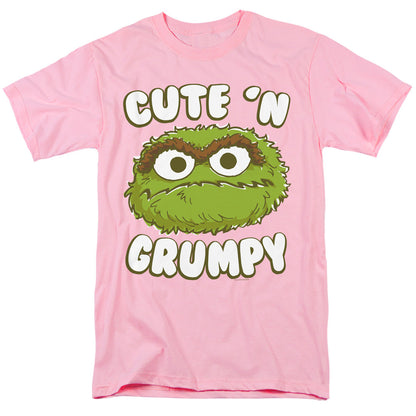 Sesame Street Cute N Grumpy Mens T Shirt Pink