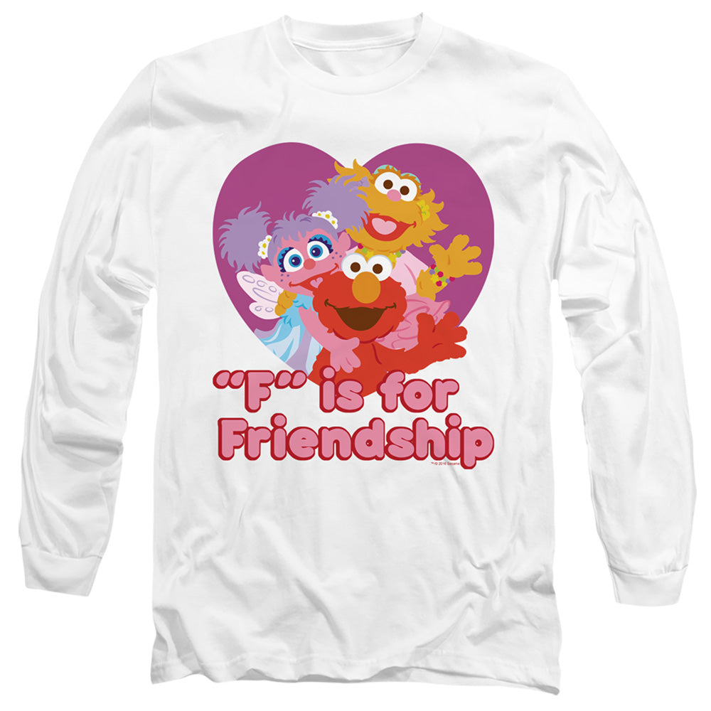 Sesame Street Friendship Mens Long Sleeve Shirt White Officially Licensed