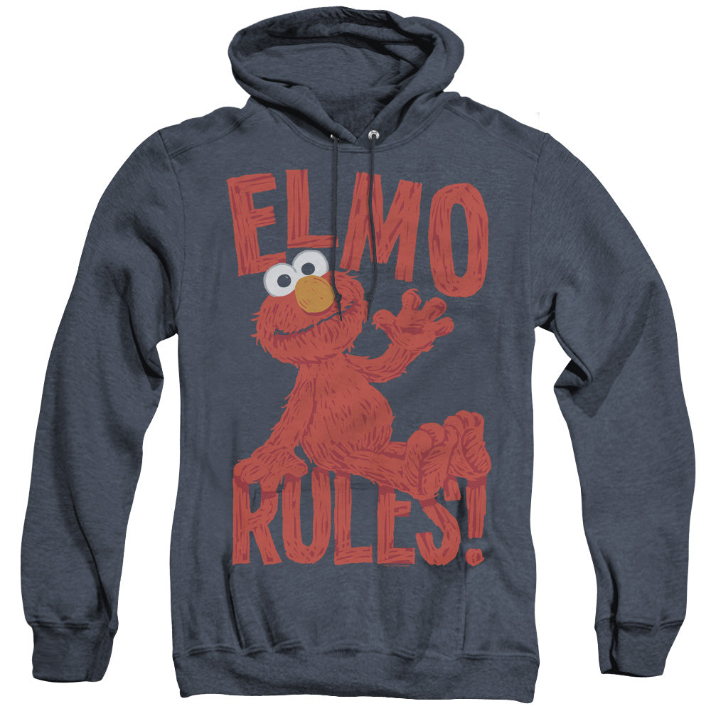 Sesame Street Elmo Rules Heather Mens Hoodie Navy
