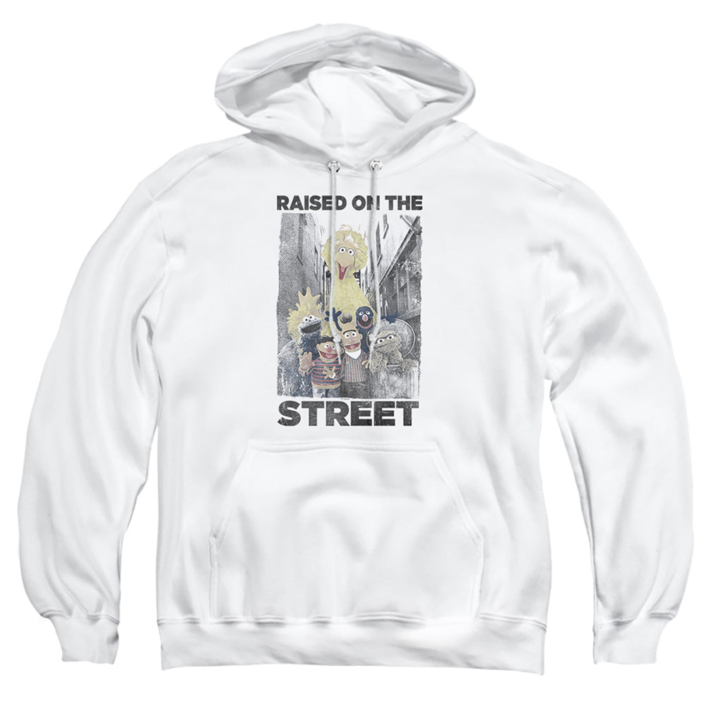 Sesame Street Raised On The Streets Mens Hoodie White