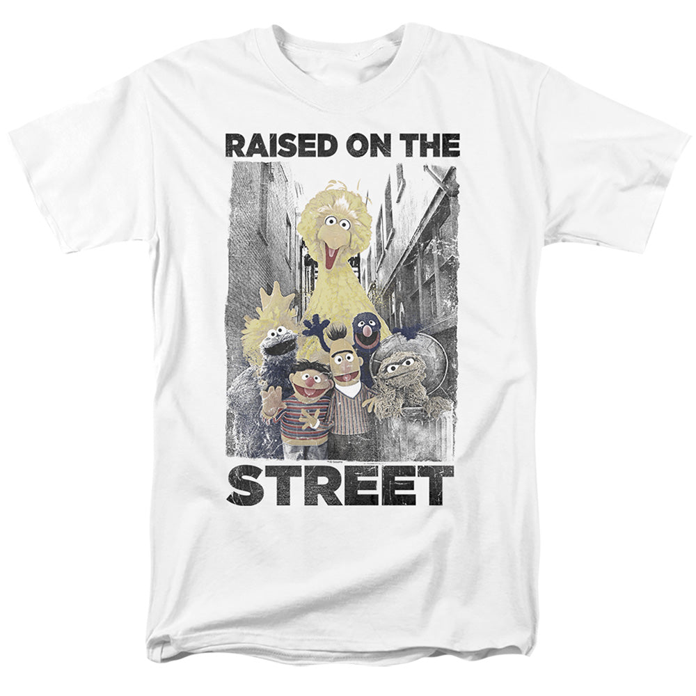 Sesame Street Raised On The Streets Mens T Shirt White