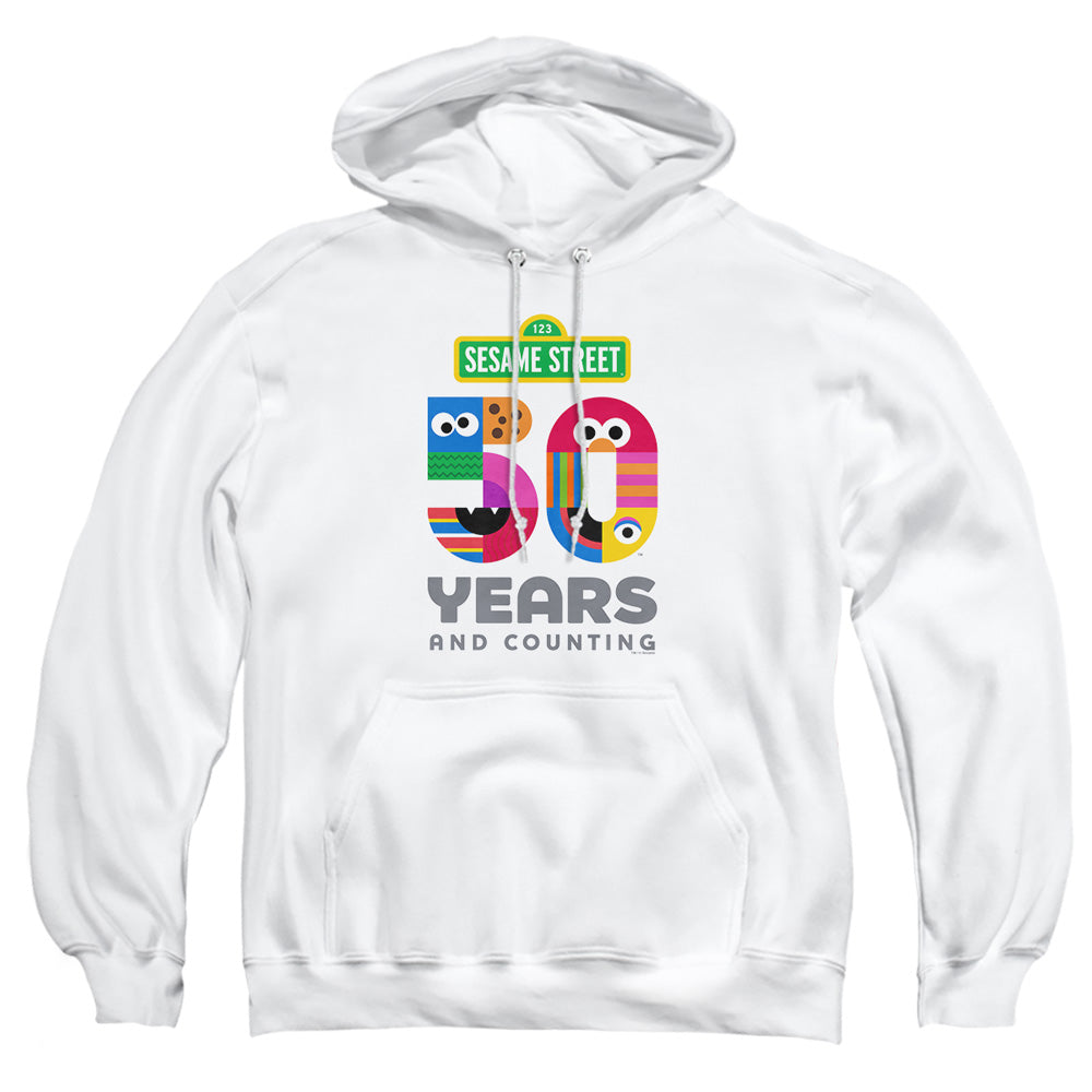 Sesame Street 50 Years Logo Mens Hoodie White