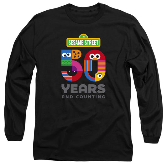 Sesame Street 50 Years Logo Mens Long Sleeve Shirt Black Officially Licensed