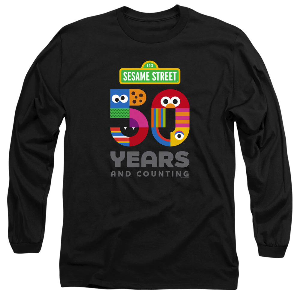 Sesame Street 50 Years Logo Mens Long Sleeve Shirt Black Officially Licensed