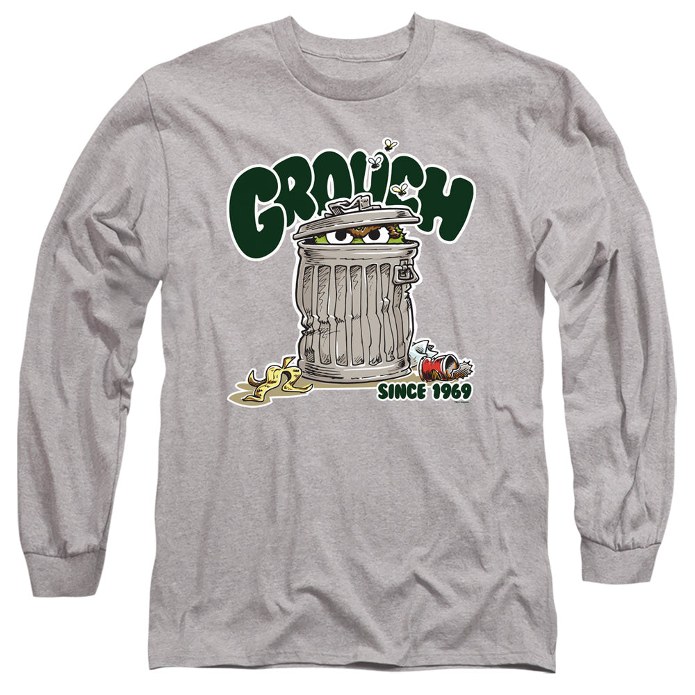 Sesame Street Grouch Mens Long Sleeve Shirt Athletic Heather Officially Licensed