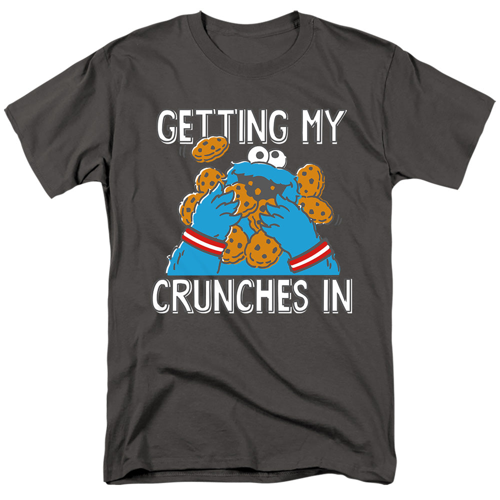 Sesame Street Cookie Monster My Crunches Mens T Shirt Charcoal