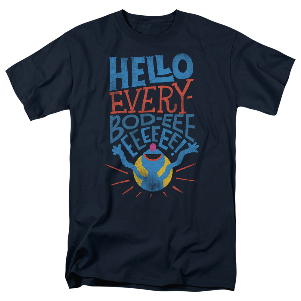 Sesame Street Grover Hello Everybody Mens T Shirt Navy